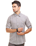 Chokore Men's White & Grey Cotton Flannel Casual Check Shirt