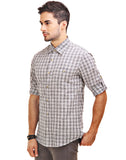 Chokore Men's White & Grey Cotton Flannel Casual Check Shirt