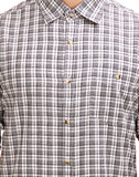 Chokore Men's White & Grey Cotton Flannel Casual Check Shirt