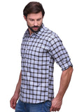 Chokore Men's Grey and light blue Check Cotton Casual Shirt