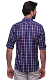 Chokore Men's Navy Blue and Purple Large Check Cotton Casual Shirt