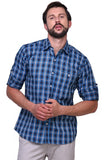 Chokore Men's Navy Blue Large Check Cotton Casual Shirt