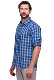 Chokore Men's Navy Blue Large Check Cotton Casual Shirt