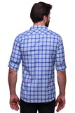 Chokore Men's Light Blue Large Check Cotton Casual Shirt
