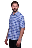 Chokore Men's Light Blue Large Check Cotton Casual Shirt