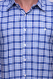Chokore Men's Light Blue Large Check Cotton Casual Shirt