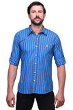 Chokore Men's Light and Dark blue Check Cotton Casual Shirt