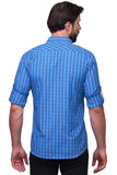 Chokore Men's Light and Dark blue Check Cotton Casual Shirt