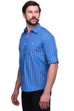Chokore Men's Light and Dark blue Check Cotton Casual Shirt