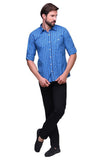 Chokore Men's Light and Dark blue Check Cotton Casual Shirt