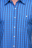 Chokore Men's Light and Dark blue Check Cotton Casual Shirt