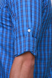 Chokore Men's Light and Dark blue Check Cotton Casual Shirt