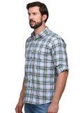 Chokore Men's Green Check Cotton Casual Shirt