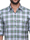 Chokore Men's Green Check Cotton Casual Shirt