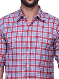Chokore Men's Red Check Cotton Casual Shirt