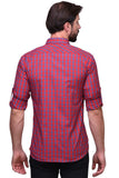 Chokore Men's Red and Blue Check Cotton Casual Shirt