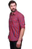 Chokore Men's Red and Blue Check Cotton Casual Shirt