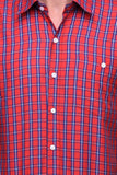 Chokore Men's Red and Blue Check Cotton Casual Shirt