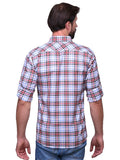 Chokore Men's Red and light blue Check Cotton Casual Shirt