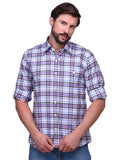 Chokore Men's Purple and black Check Cotton Casual Shirt