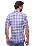 Chokore Men's Purple and black Check Cotton Casual Shirt