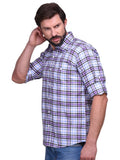 Chokore Men's Purple and black Check Cotton Casual Shirt