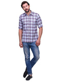 Chokore Men's Purple and black Check Cotton Casual Shirt