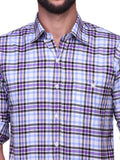 Chokore Men's Purple and black Check Cotton Casual Shirt