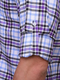 Chokore Men's Purple and black Check Cotton Casual Shirt
