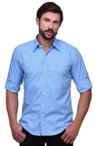 Chokore Men's Light Blue and White small Check Cotton Casual Shirt