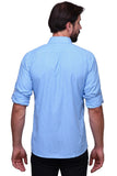 Chokore Men's Light Blue and White small Check Cotton Casual Shirt