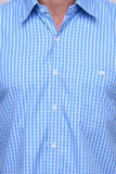 Chokore Men's Light Blue and White small Check Cotton Casual Shirt