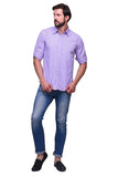 Chokore Men's Light blue and pink Check Cotton Casual Shirt