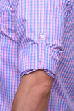 Chokore Men's Light blue and pink Check Cotton Casual Shirt