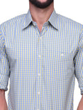 Chokore Men's Green and blue Check Cotton Casual Shirt
