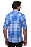 Chokore Men's Light Blue and White Medium Check Cotton Casual Shirt
