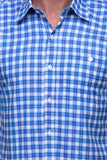 Chokore Men's Light Blue and White Medium Check Cotton Casual Shirt