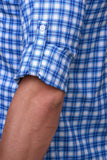 Chokore Men's Light Blue and White Medium Check Cotton Casual Shirt