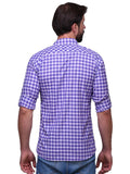 Chokore Men's Blue and Purple Check Cotton Casual Shirt