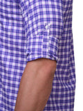 Chokore Men's Blue and Purple Check Cotton Casual Shirt