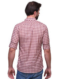 Chokore Men's Orange and blue Check Cotton Casual Shirt