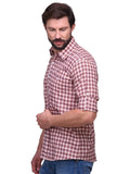 Chokore Men's Orange and blue Check Cotton Casual Shirt