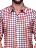 Chokore Men's Orange and blue Check Cotton Casual Shirt
