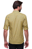 Chokore Men's Yellow and Blue Check Cotton Casual Shirt