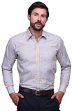 Chokore Executive Collection Cotton White and orange striped Formal Shirt