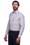 Chokore Executive Collection Cotton White and orange striped Formal Shirt