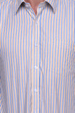 Chokore Executive Collection Cotton White and orange striped Formal Shirt