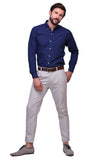 Chokore Executive Collection Cotton Small Check Navy blue formal shirt