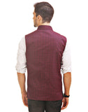 Chokore Men's Reversible Black & Red Checks / Black Cotton Nehru Jacket
