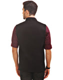 Chokore Men's Reversible Black & Red Checks / Black Cotton Nehru Jacket